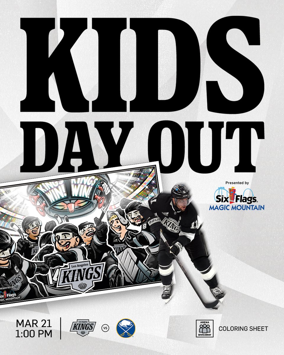 LAKings's tweet image. Kids Day Out is back March 21! 

🎟️ bit.ly/4tIhF1k

Presented by @SFMagicMountain