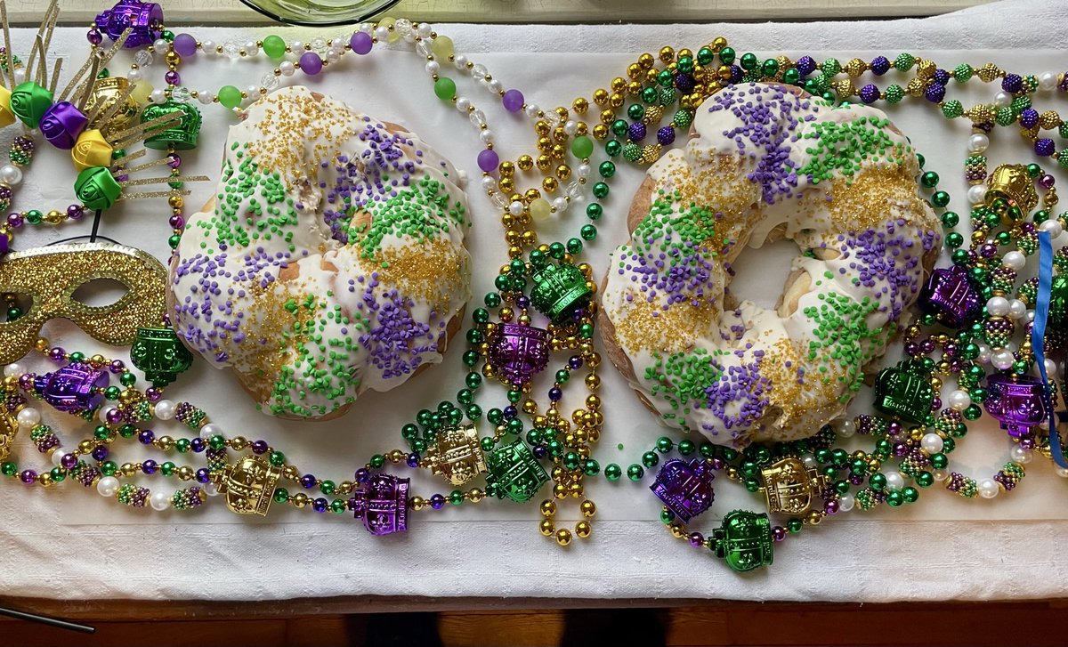 Homemade king cakes for our Mardi Gras party? Absolutely. My wife rocks.