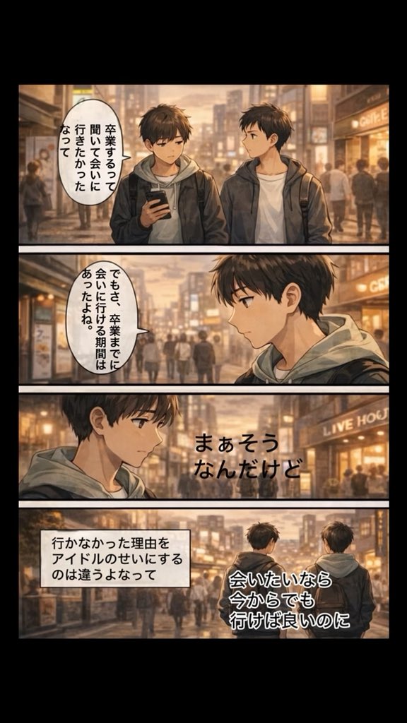 wsmygi's tweet image. 卒業発表した推しに会いに行きたかったって言うリプをするオタク嫌いで
だってそれこそ本当に会いに行きたいなら、
明日にだって会いに行けるわけで
卒業まで日にちあるのにさ
それを行かないって選択肢を取ってるのに…