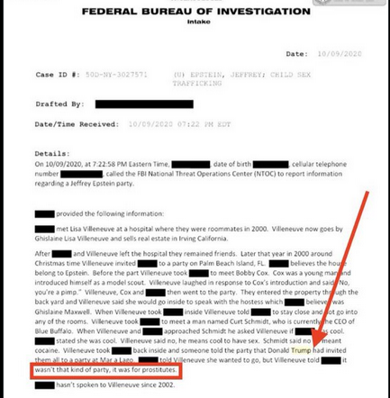 El Informe del FBI de los Archivos de Epstein afirma que Trump dirigía una red de prostitución.