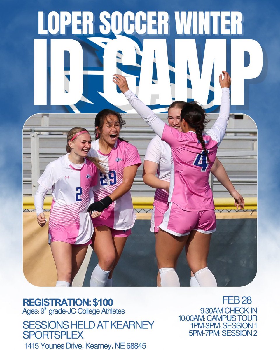 UNK_Soccer's tweet photo. Excited for our ID camp next weekend. We have players from 12 different states attending so far!!!
We've got
NE, IA, SD, MN, IL, MO, KS, OK, CO, WY, NV, AZ

Still have about 10 spots left for camp! Would love to add some more ballers to this list! https://t.co/SP9RGHhSVR