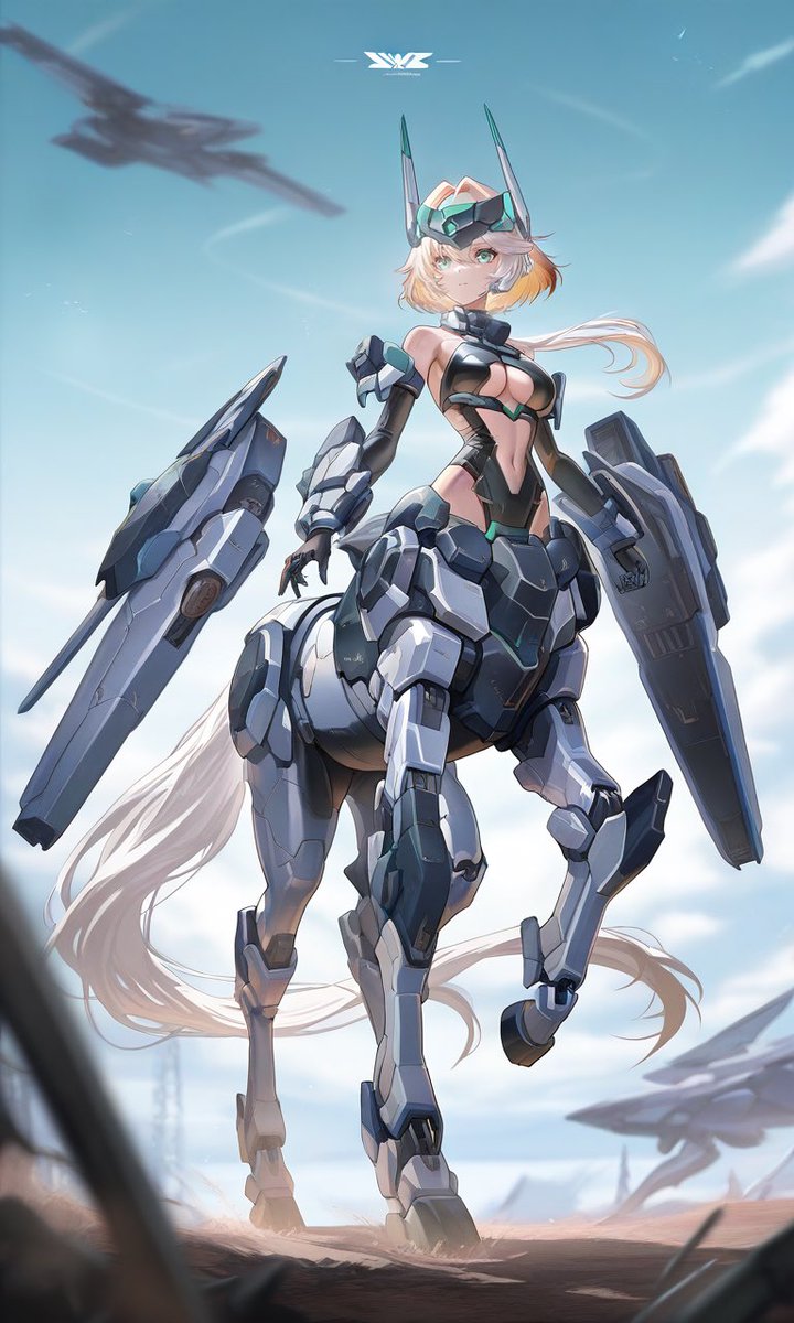 メカ娘 #AIart #AIイラスト ケンタウロス型メカ娘