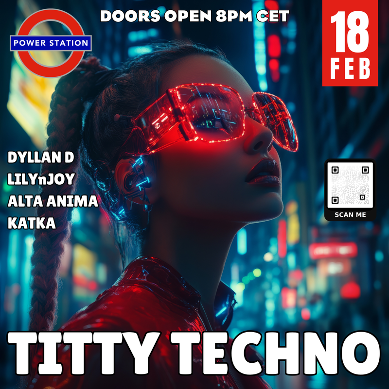 Power Station is back tonight with our Titty Techno event. Four DJs bringing the heat: DyllanD, LilyNJoy, Alta Anima, and Katka. Doors open from 8pm CET, come early, stay loud… and remember: if the kick drum stops, please check your pulse. 🖤🔊** #PowerStation3dx #3dxChat