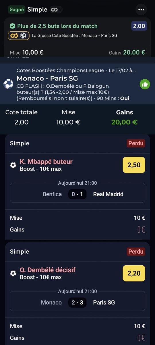BetClem_'s tweet photo. ON ENCAISSE EN BETS LDC 🇪🇺🏆✅✅ 

COMBINÉ DU JOUR ☘️✅
@1.96✅
37.50€ ➡️ 73.87€✅

BOOST BETIFY 🔥
🇫🇷 +2.5 buts @1.58✅
32.50€ ➡️ 51.53€✅

🇫🇷 +8.5 tirs cadrés @1.59✅
25€ ➡️ 39.90€✅

En revanche journée très difficile avec 0 réussite sur les spots buteurs.... On frôle l'ultra fun à 1 but.... Et le combiné DC pas de but ni de Mbappé ni de Pavlidis.... Et dommage pour Bryden également.

Et niveau des boosts 2/4 ✅ (PSEL + W ✅ mais Betlic les 2 ❌ (Dembelé blessé + Mbappé....

💚 Si tu soutiens 
#TeamParieur