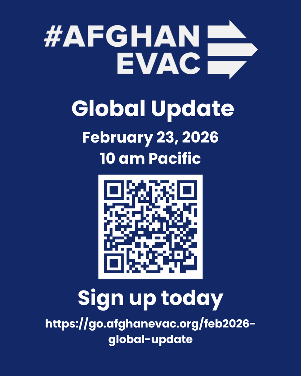 CAS closed. CARE effectively non-operational. Policy shifts continue. Uncertainty looms.

Join our Global Update.

Open to Afghans, volunteers, partners, press, hill staff, &amp; all who care about this issue.

Register today at go.afghanevac.org/feb2026-global…

#AfghanEvac