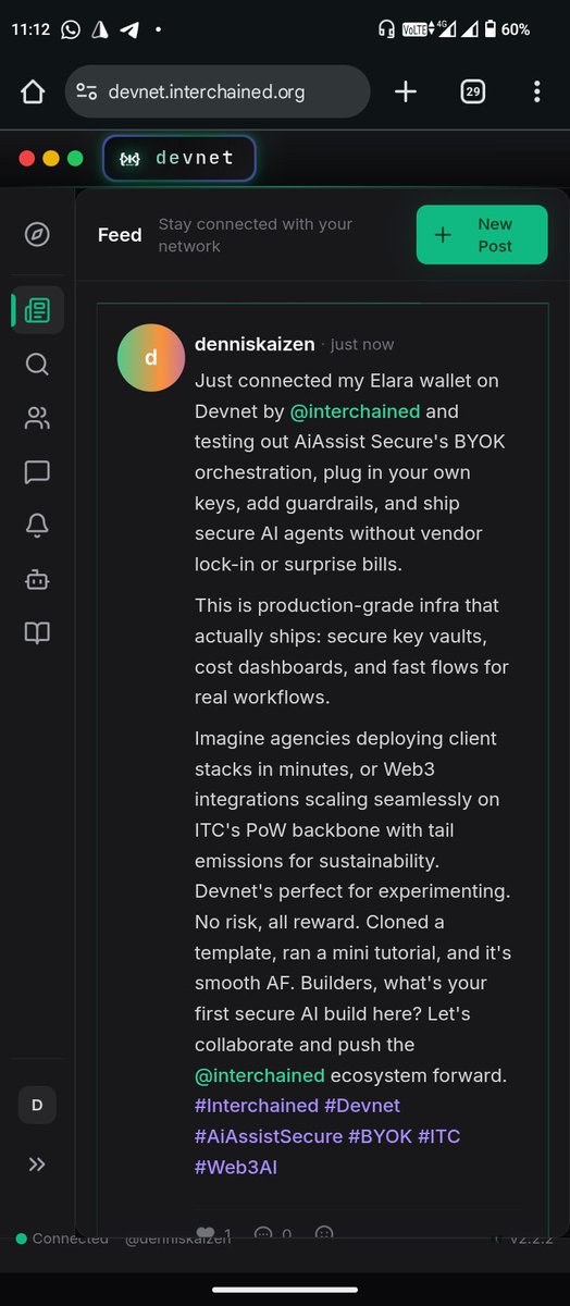 Reflex_otf's tweet image. Core execution vibes on @interchained Devnet
Testing secure AI infra that's changing the game. Join and build! #Interchained #AiAS