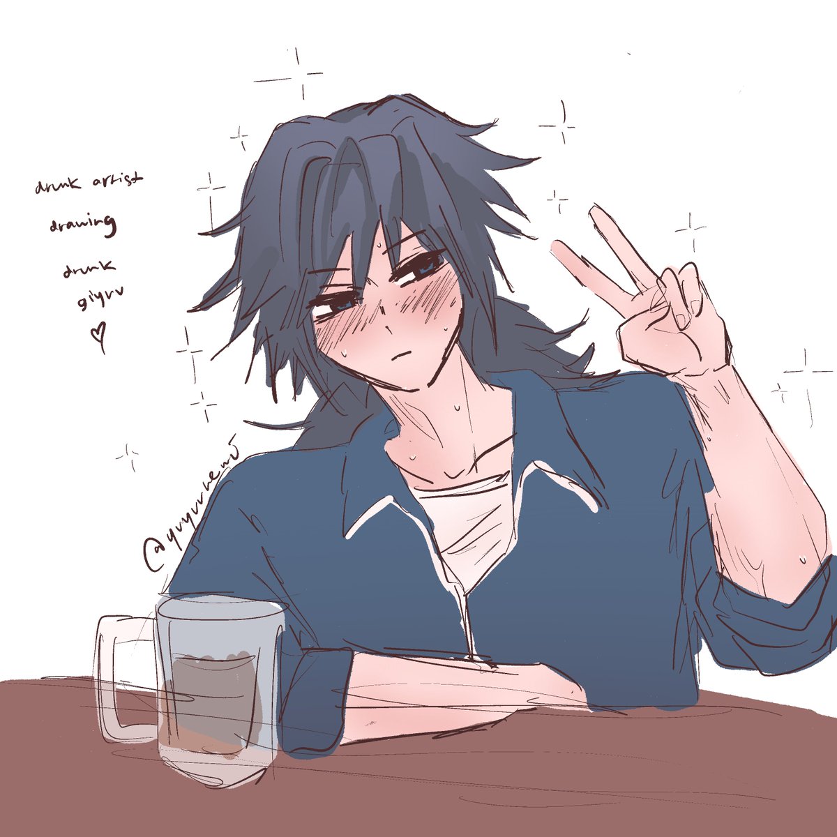 drawing drunk giyuu while im drunk <3333
