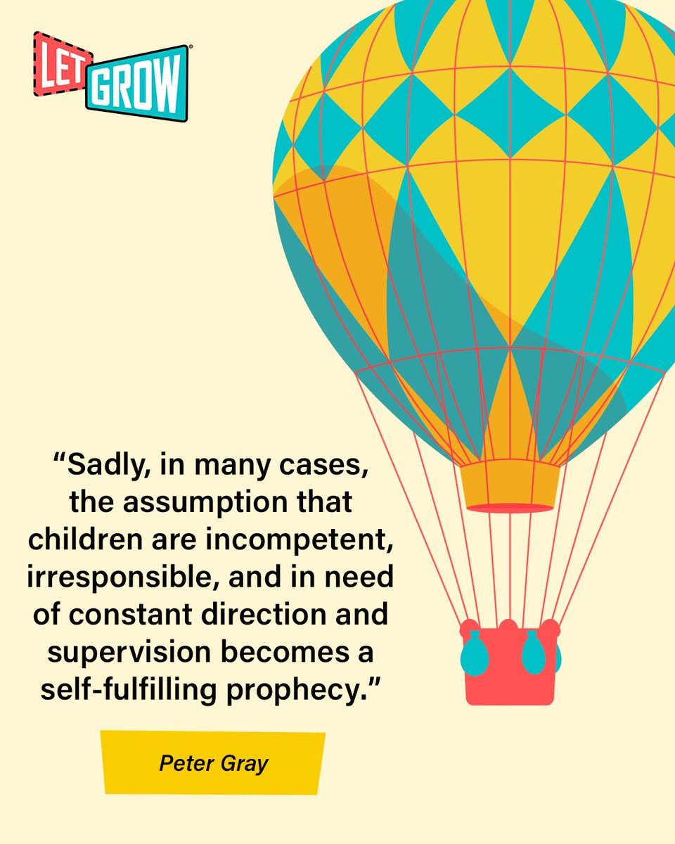 LetGrowOrg's tweet photo. Children rise or fall to our expectations. When we treat them as incompetent, they believe it. Peter Gray reminds us that our assumptions about children's capabilities become self-fulfilling. Explore Let Grow Play Club: https://t.co/ekqy2UD07Q
#Education #PeterGray #LetGrow https://t.co/3IxREYgKd5