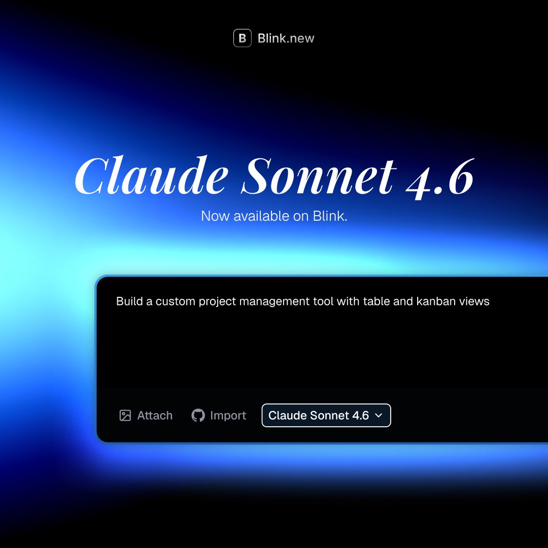 blinkdotnew's tweet photo. Blink makes it easier to build AI enabled tools like this Notion Clone with Blink's AI Gateway which allows you to integrate 180+ LLMs in your app. Try it out today!

The Notion project opened our eyes to how comprehensive Sonnet 4.6 is when it comes to feature building.

What are you most excited to build with Sonnet 4.6?  - let us know in the comments and we'll slide into your DMs with the code to claim a free month (first 100 ppl only)