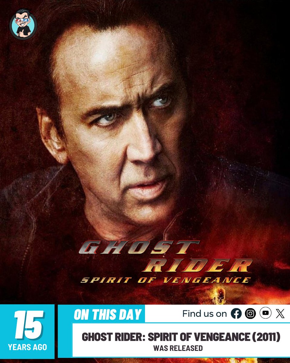 joblocom's tweet photo. Ghost Rider: Spirit of Vengeance (2011) was released 15 years ago! π₯
#GhostRider #SpiritOfVengeance #NicolasCage #SuperheroFilms https://t.co/0fkMyaJd6l