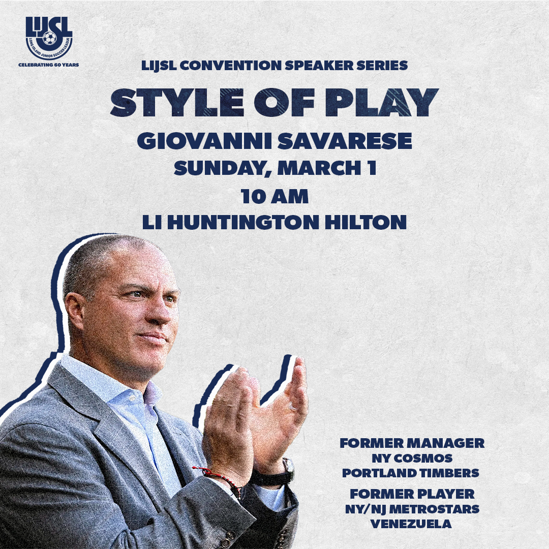 LIJSLSoccer's tweet photo. Style of Play ⚽️

Former player and manager Giovanni Savarese will be the headline speaker at the #LIJSLConvention. https://t.co/d8X67tzt0K