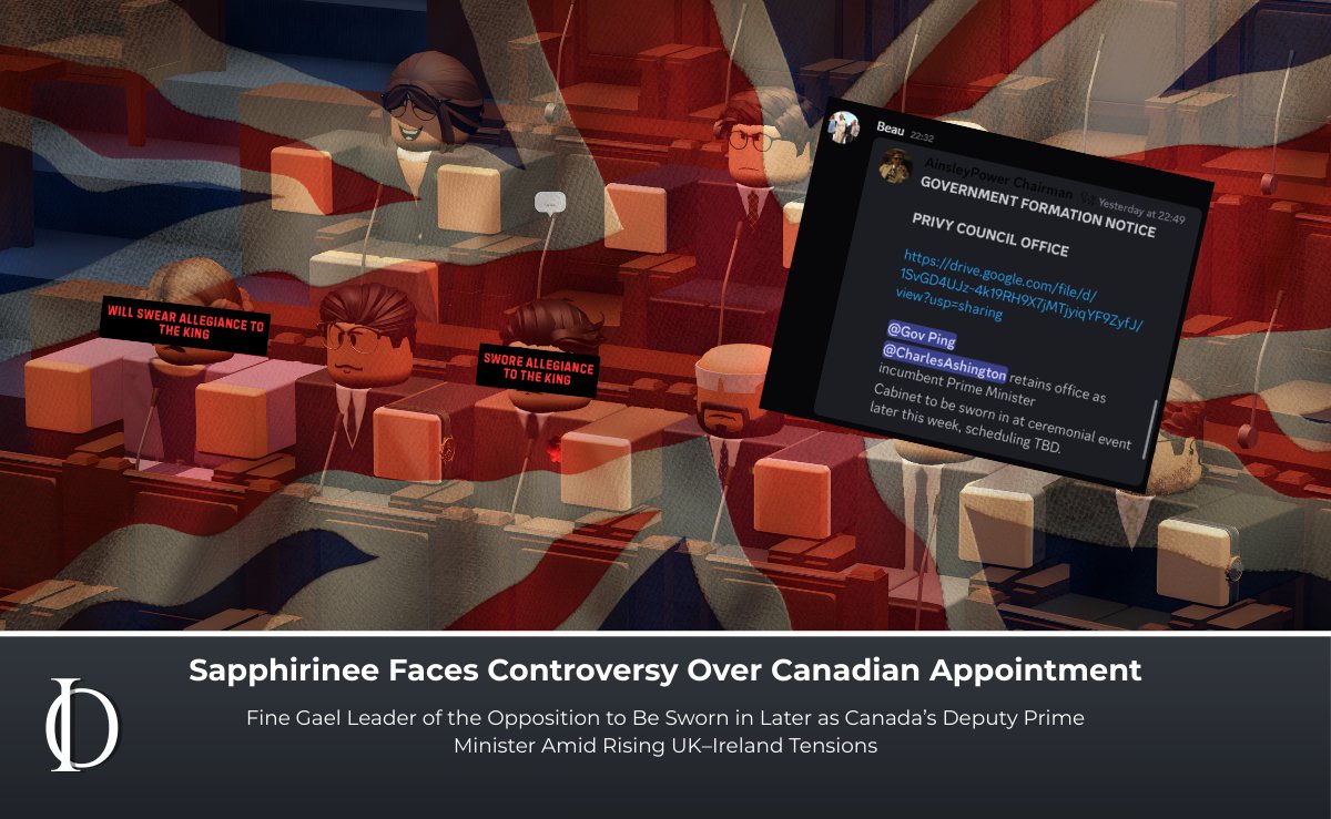 Correction: Sapphirinee has not yet been sworn in as Canada’s Deputy Prime Minister. The swearing in will occur at a later date, amid rising United Kingdom Ireland tensions and scrutiny of her role with Fine Gael.
