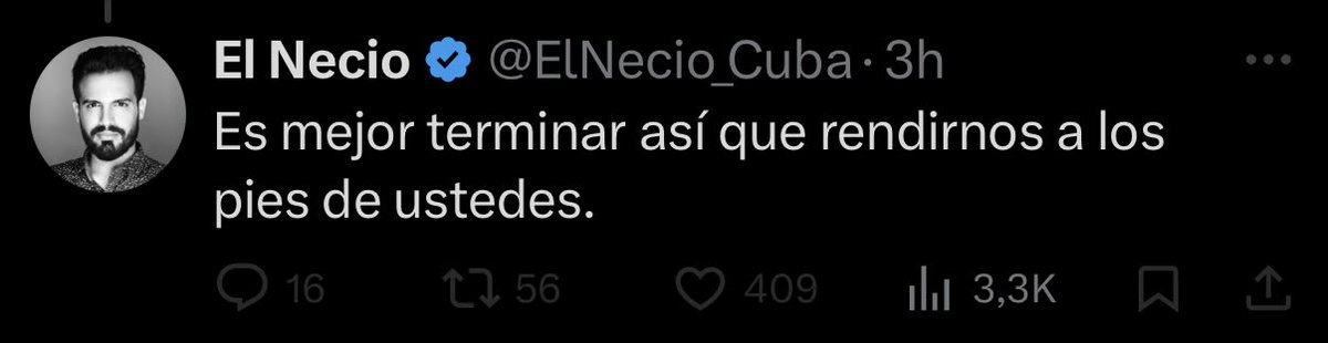 M4ntillAle's tweet photo. A qué se refieren estos idiotas cuando dicen cosas como:  "arrodillarse ante el imperio", "morir antes que rendirnos"… frases estúpidas y vacías de contenido. 

Ser un país democrático, liberar a los presos políticos, tener comercio con EEUU… ser un país normal, es rendirse ante el imperio? @ElNecio_Cuba 🤡