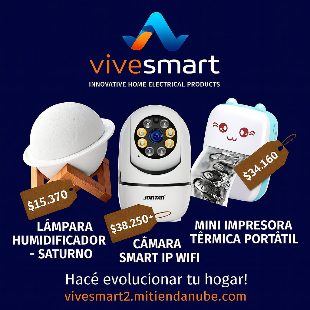 vive_smart2's tweet photo. ¡No te lo pierdas! Lámpara Humidificador Saturno, Cámara Smart IP WiFi y Mini Impresora Bluetooth a precios increíbles. 👉 Comprá online en https://t.co/0C46tL48pv https://t.co/A55P88ZlKJ