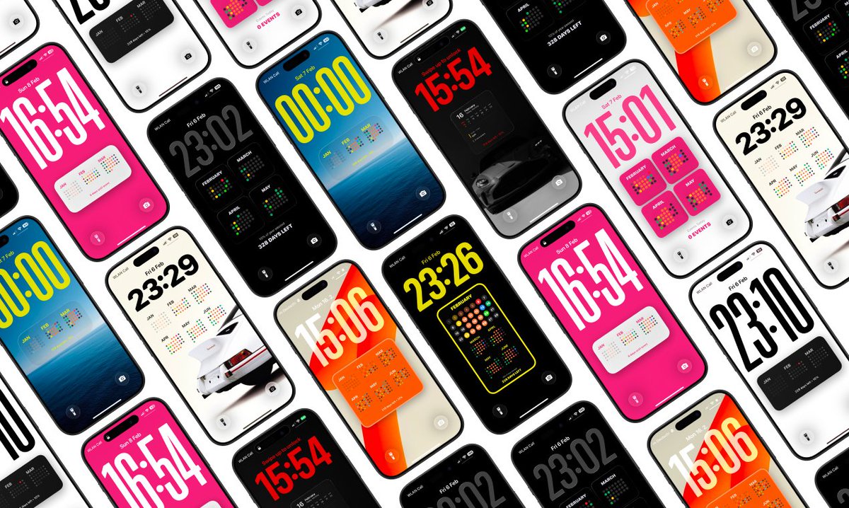 Some examples of lock screen designs you can do with getcalendarly.com 

But the only limit is your imagination and creativity!