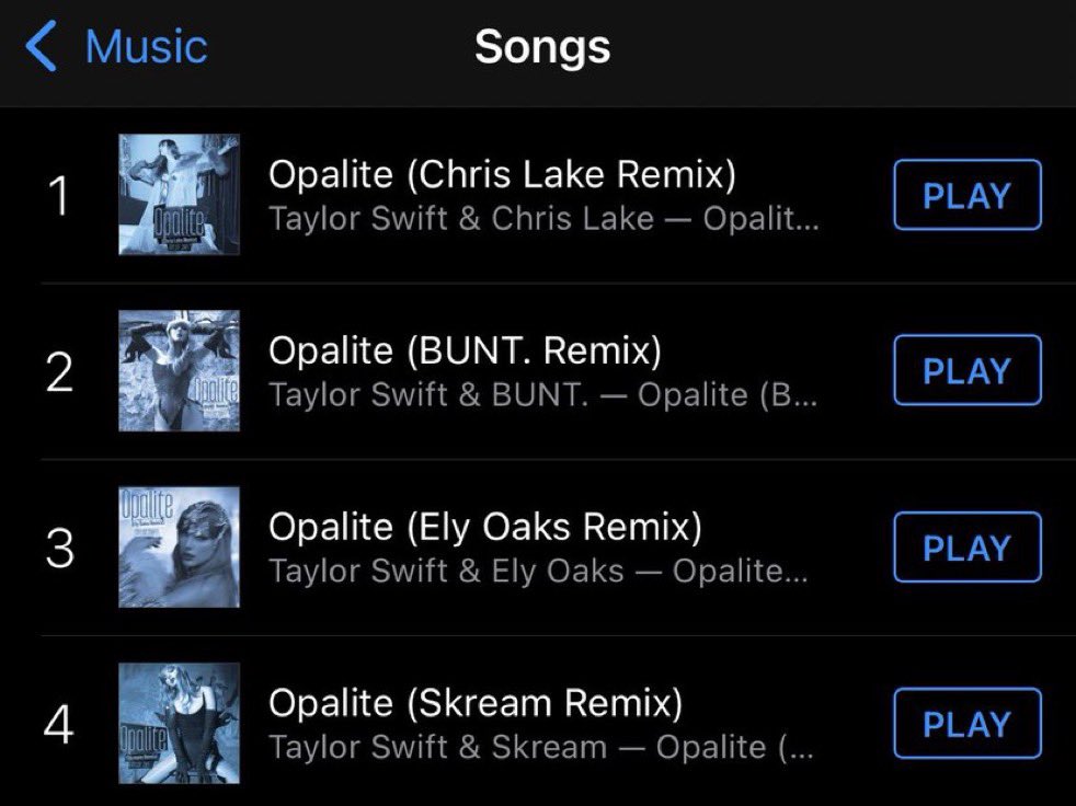 TSUpdating's tweet image. 🚨| Taylor Swift occupies the ENTIRE TOP 4 on US iTunes with ‘Opalite’ remixes!