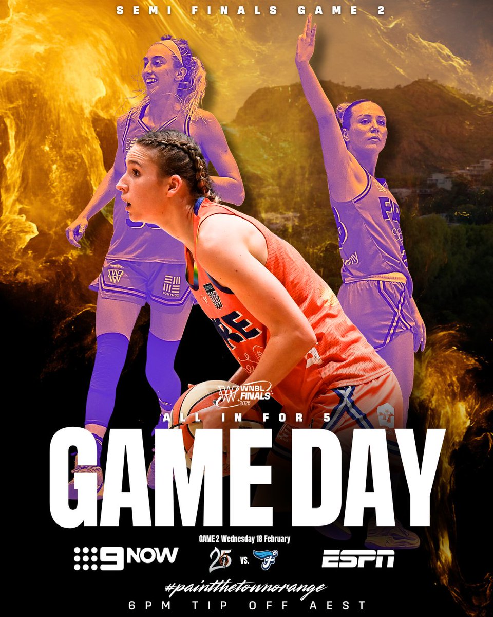 TownsvilleFire's tweet photo. SF2 GAME DAYπ₯ Time to punch that GF ticket π€
π₯ Tip-off: 6:00PM (AEST)
π Townsville Fire vs. Southside Flyers
π Vic State Basketball Centre
πΊ Watch party at the Sports Bar thanks to The Ville Resort-Casino
#townsvillefire #PaintTheTownOrange #allinfor5 https://t.co/H6X1aDXRLg