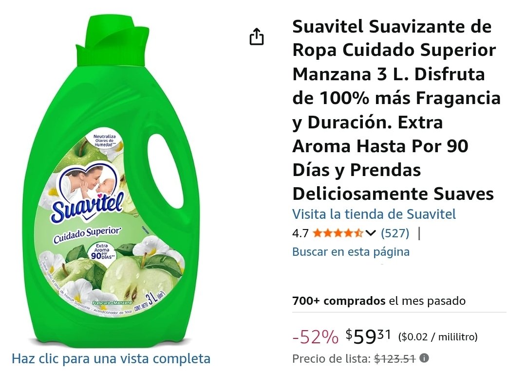 Amazon: Suavitel Suavizante de Ropa Cuidado Superior Manzana 3 Litros

$59 con Planea y Ahorra

amzn.to/4cvhzBU

Vendido y enviado por Amazon México.
