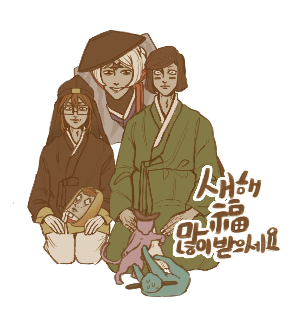 jeyugpogke93345's tweet photo. 설날 낙서! 한복 입히는 사심 채웠어요 https://t.co/njUvit4xqb