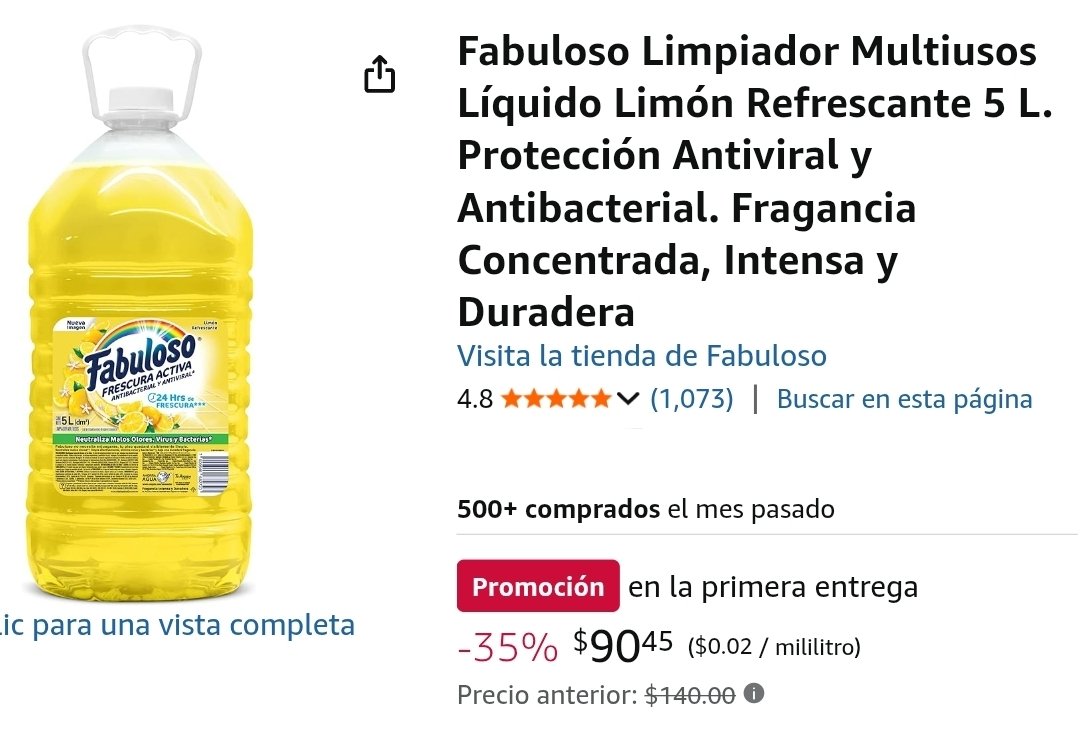 Amazon: Fabuloso Limpiador Multiusos Líquido, 5 Litros

$90 con Planea y Ahorra 

Limón Refrescante:
amzn.to/4nPoav0

Brisa Primaveral:
amzn.to/49AtUnc

Vendidos y enviados por Amazon México.