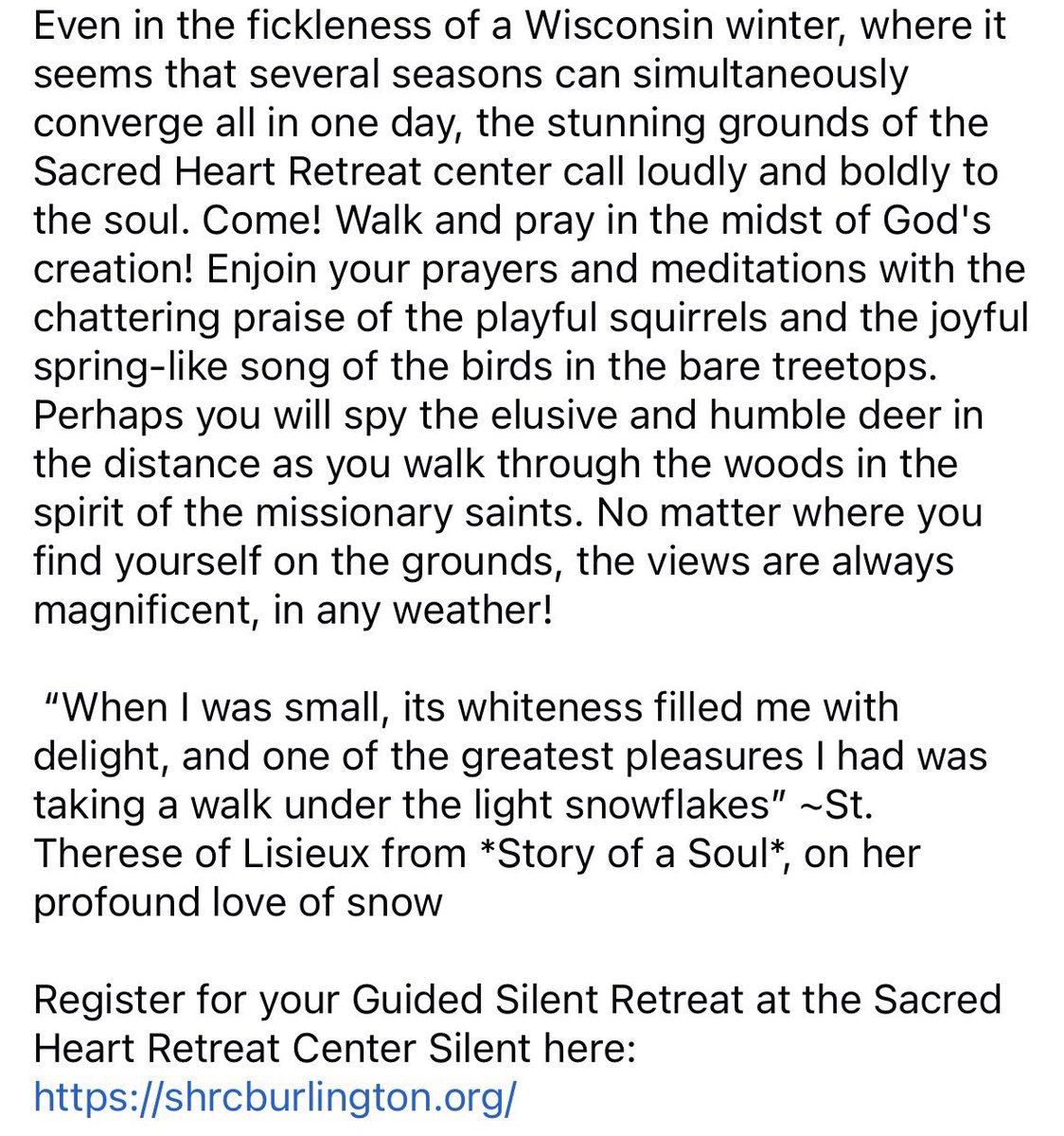 Sacred Heart Retreat Center tweet media