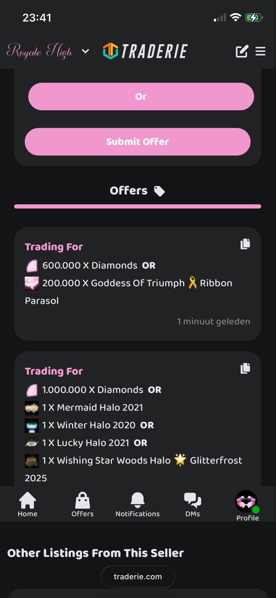 svfti1's tweet photo. @imovi15 @Bunnyywony hii im seeing offers like this on traderie but im not sure if theyre bots lol, would u do anything near this myb? https://t.co/cer2JbFFZb