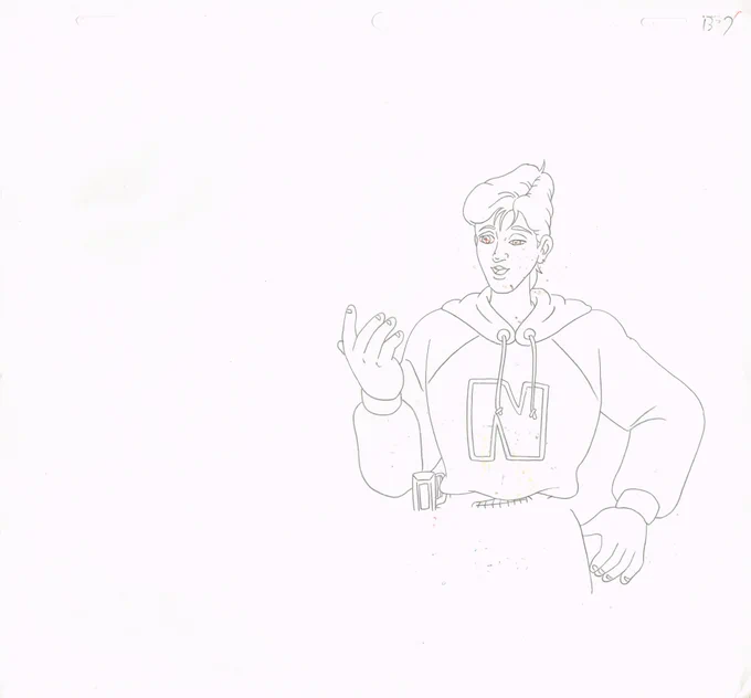 Captain N The Game Master Animation Cel, Sketches and Layout Scans of Simon Belmont, Kid Icaurs, Mega Man, Kevin, Duke and Princess Lana from episode 5 Mega Trouble in Megaland.