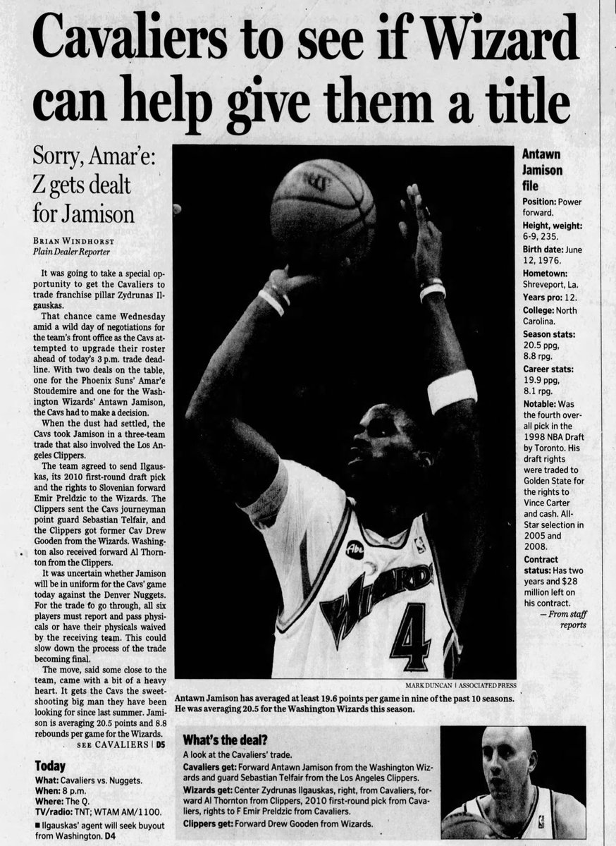 MrCleveland_216's tweet image. February 17, 2010: Sorry Amar’e🏀

Cavs get F Antawn Jamison in 3-team deal

#LetEmKnow 

2 deals on the table: Jamison or Stoudamire

Trade didn’t help get us out of 2nd round &amp;amp; Lebron left after that series...

…but hey, at least we didn't give up JJ Hickson! 

#Stretch4 
#Z🇱🇹