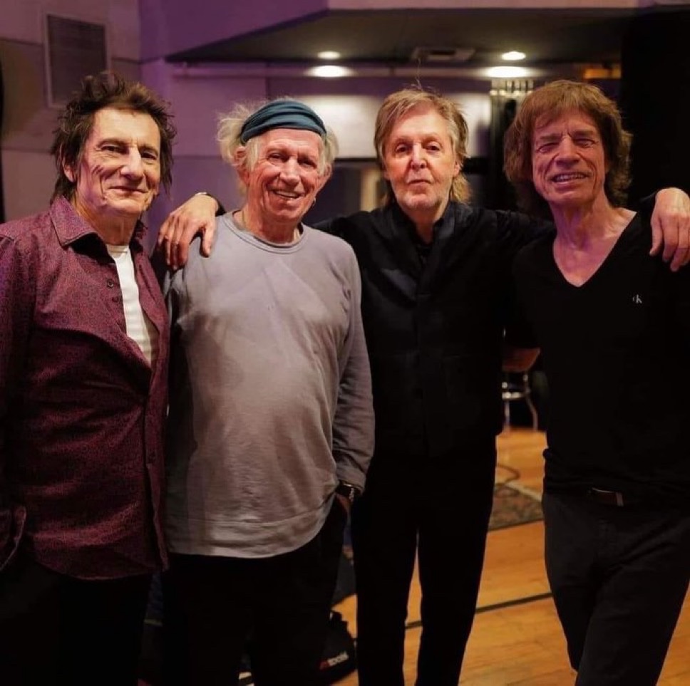 historyrock_'s tweet image. Ronnie Wood, Keith Richards, Paul McCartney &amp;amp; Mick Jagger in 2023