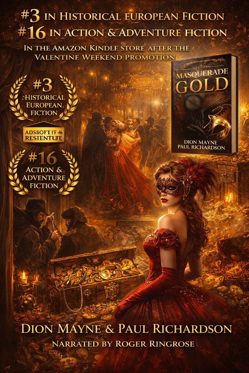 Masquerade Gold jumps up the rankings after BG's Valentine Weekend Promotion.
Book 2 of Gold Trilogy
amazon.com/Gold-Trilogy-2…