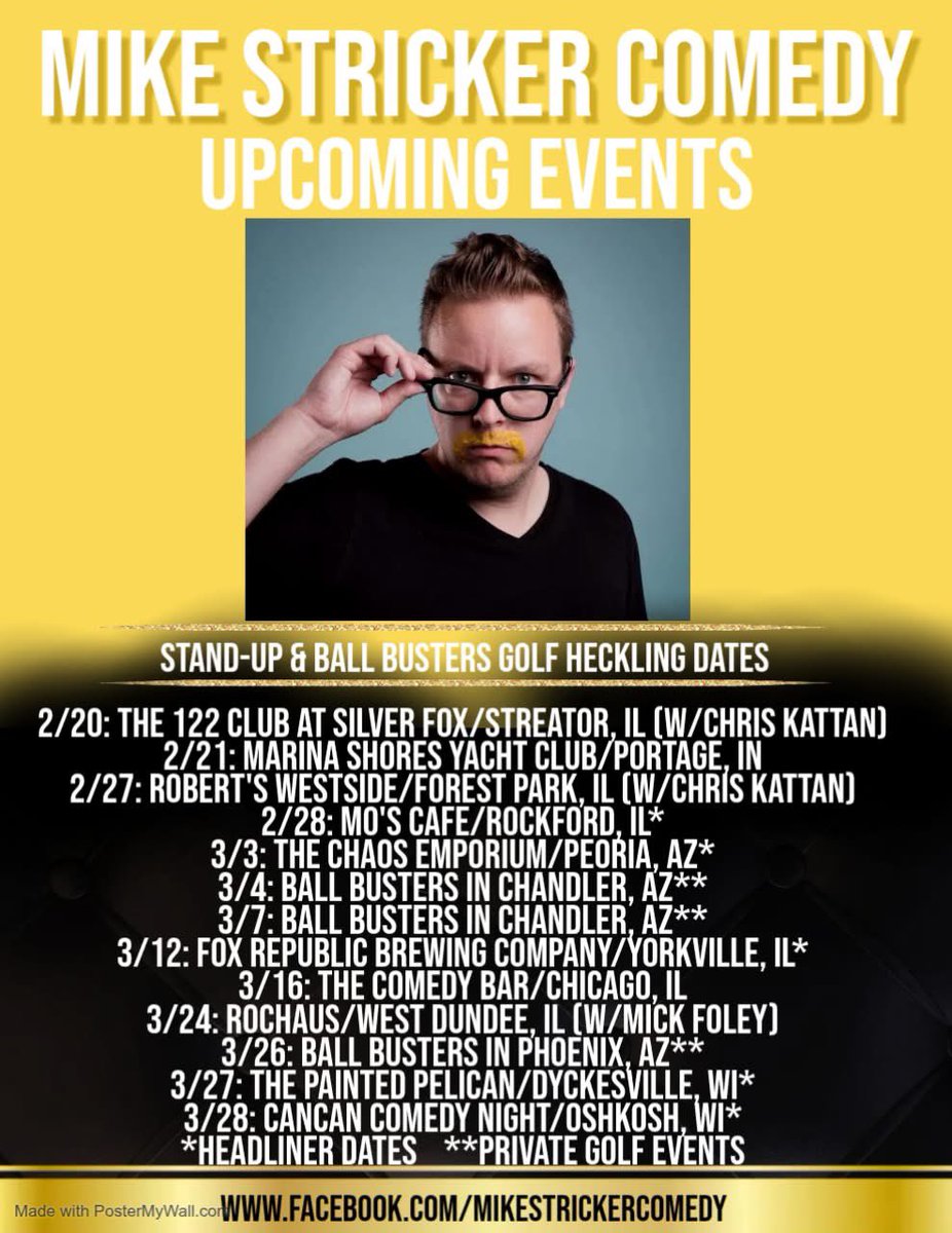 A pile of upcoming comedy shows and golf roasting events. It’s been a long road to get here and I’m so excited.