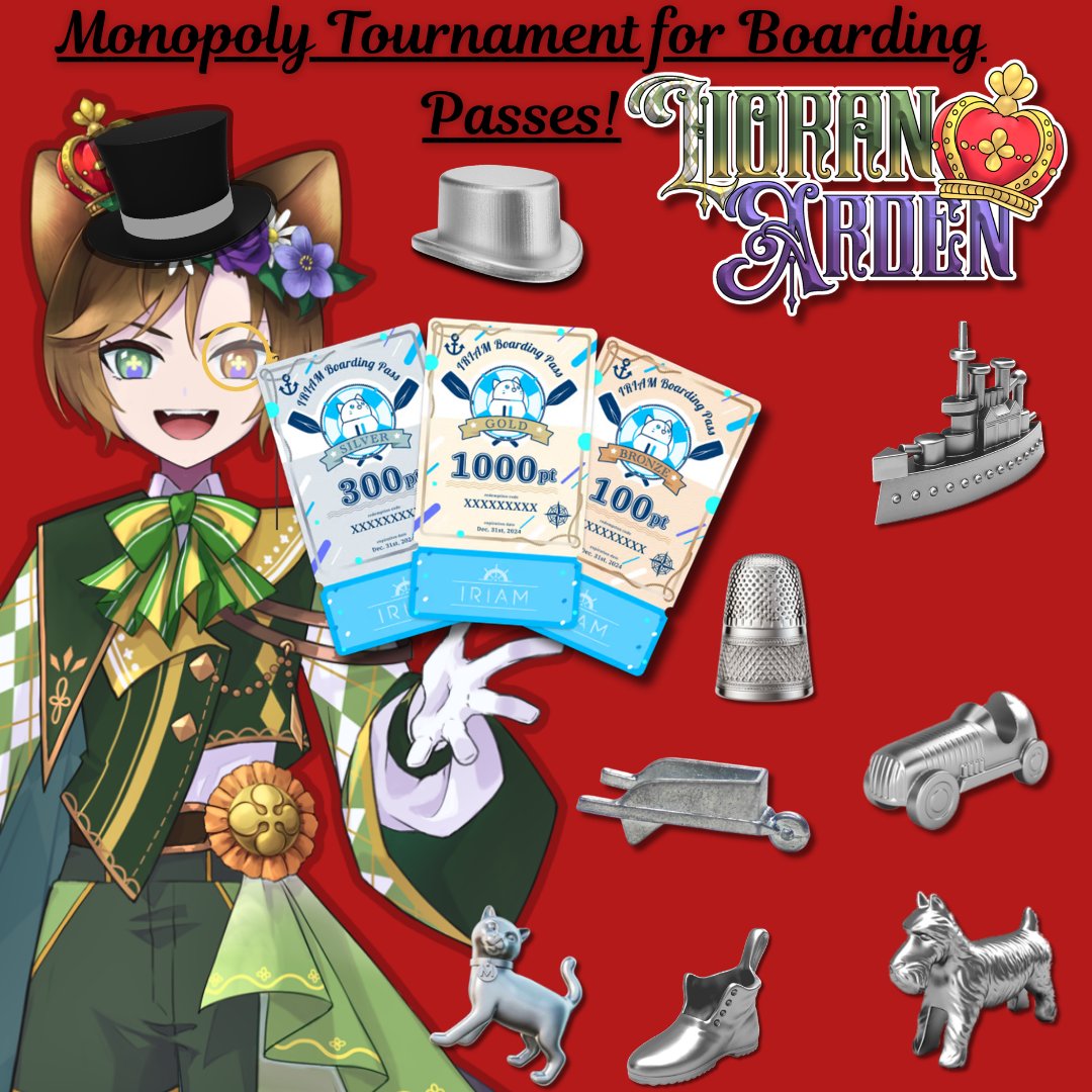 Monopoly tournament Feb.19th 10pm cst hosted by me! There will be three gold boarding passes given away as prizes! 
To enter, dm me with your discord or message me on discord and you'll be added to the group chat. May the odds be ever in your favor.