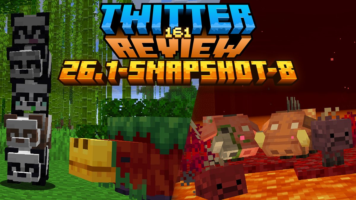 ¡ÚLTIMA SNAPSHOT CON CONTENIDO NUEVO! 🚨

¡Nueva #TwitterReview de la Snapshot 8 de Minecraft 26.1!

🔎 ¡ÚLTIMOS MOBS BEBÉS: PANDAS, SNIFFERS, HOGLINS Y STRIDERS!

¡Apoya esta review compartiendo y dejando tus likes! ❤️
