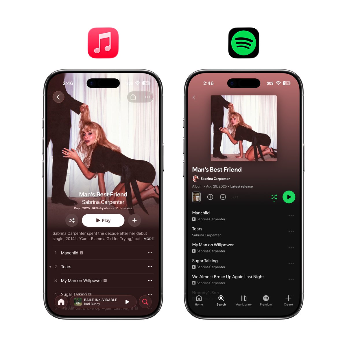 theapplehub's tweet image. Apple Music vs Spotify