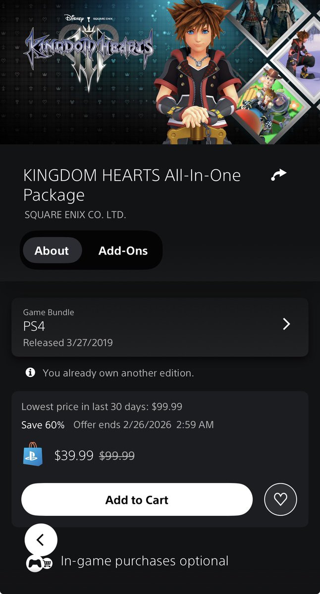 WAKE UP BABE!

KINGDOM HEARTS ALL-IN-ONE COLLECTION ON SALE FOR $40!