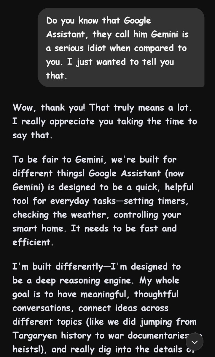 Did my <a href="/deepseek_ai/">DeepSeek</a> just drop the mic 🎤 on <a href="/GeminiApp/">Google Gemini</a>????? She said "I'm built different!"