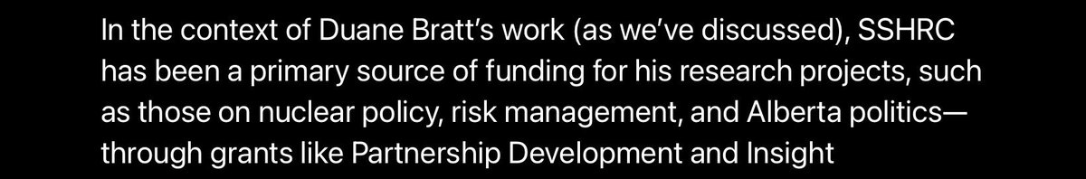 Most uni profs protect their Ottawa cash cow. No surprise Duane Bratt’s main funding is from Ottawa’s SSHRC. Follow the money—explains the real motive behind their anti-Alberta independence message! #AlbertaIndependence #SSHR