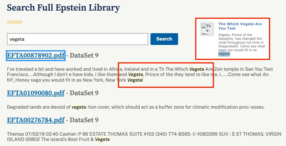 Vegeta is in the Epstein Files.