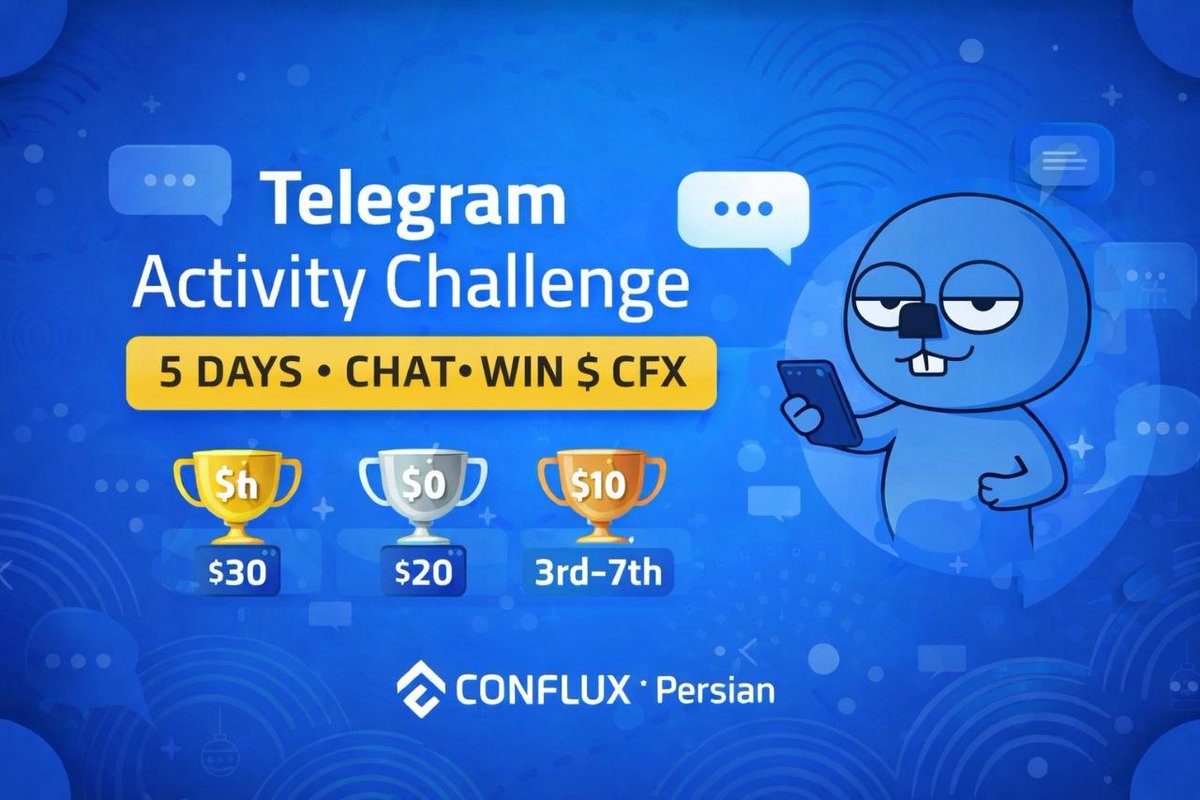 ConfluxPersian's tweet photo. 🔥 چالش 5 روزه چت Conflux فارسی شروع شد!

فقط با فعالیت در گروه تلگرام شانس بردن جایزه بگیر 👇
🥇 $30
🥈 $20
🥉 $10 (نفرات 3 تا 7)
🗓 29 بهمن → 3 اسفند

بیشتر چت کن = شانس بیشتر برای بردن $CFX 🚀
همین الان بپیوندید 👇
https://t.co/OXr6Bq5wG5

 #cfxusdt #Confluxnetwork https://t.co/M6JWlBhlwg