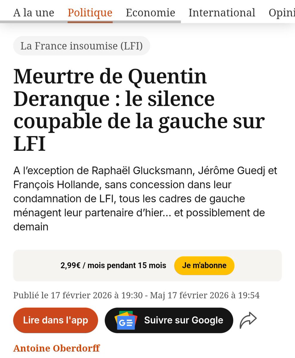 Fabien Roussel, Marine Tondelier et Olivier Faure sont bien silencieux sur le responsabilité morale de LFI.

Un silence en effet coupable.

Car on sait tous qu'ils n'hésiteraient à s'allier encore avec cette extrême-gauche pour sauver leur boutiques partisanes.
