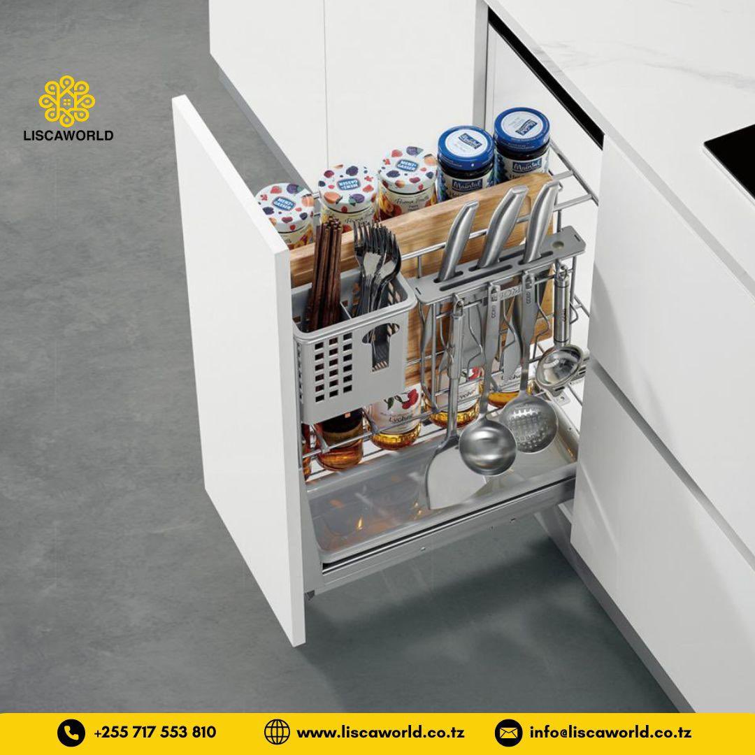 LiscaWorld's tweet photo. Stainless steel kitchen organisers are a great durable solution to keep spices, condiments, and utensils easily accessible, especially during meal preparations.

Want one for your kitchen? Give us a call on +255 717 553 810.

#organizer #kitchenorganizer #pulloutkitchenorganizer https://t.co/cbyaLPZ9KY
