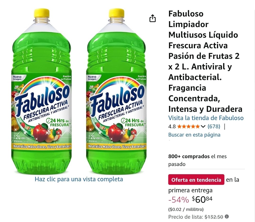 Amazon: Fabuloso Limpiador Multiusos Líquido Frescura Activa, 2 x 2 Litros (4 Litros)

Precios con Planea y Ahorra:

Pasión de Frutas - $60
amzn.to/4qHLFb6

Mar Fresco - $67
amzn.to/3YxV7SC

Vendidos y enviados por Amazon México.