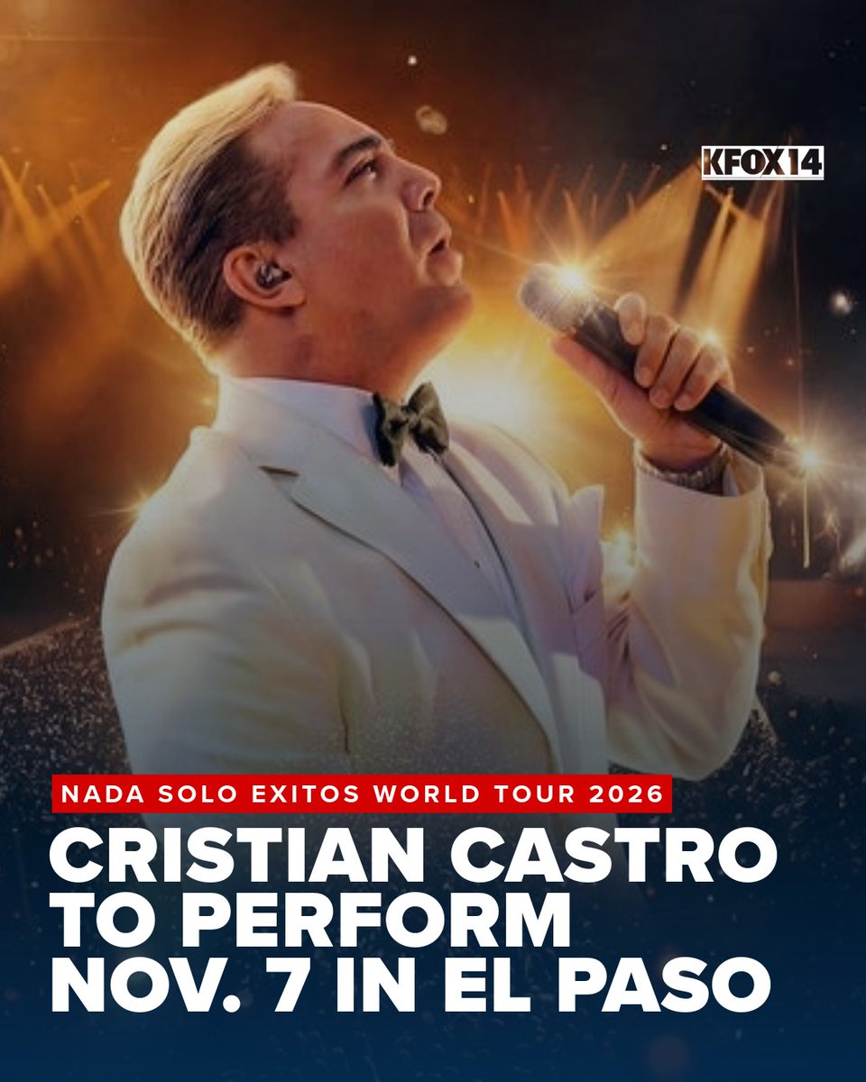 'AZUL COMO EL MAR AZUL'🎶#Mexican #popsinger #CristianCastro will perform at the #ElPaso County Coliseum on Nov. 7. Read story for ticket information: kfoxtv.com/news/local/cri… 📷: ticketmaster