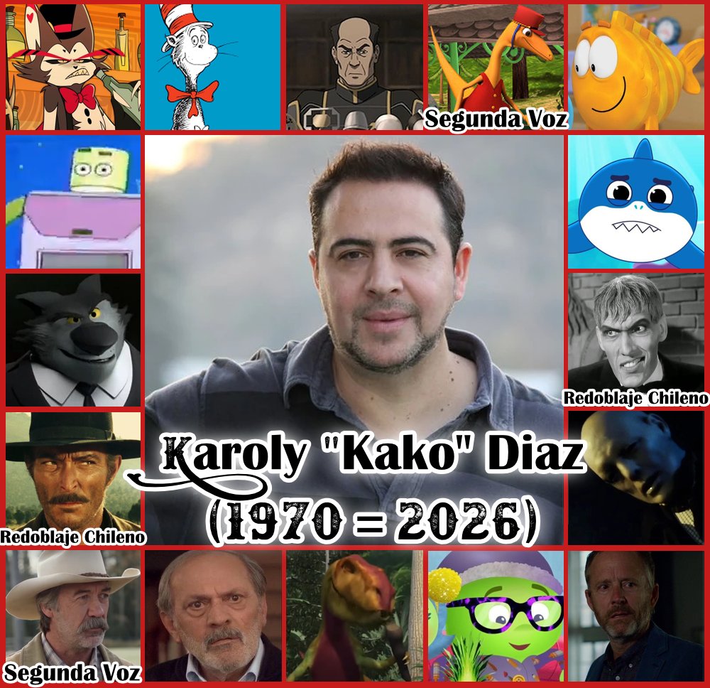Collage y Homenaje al Difunto actor de doblaje Chileno Karoly Kako Diaz (1970 a 2026)

Fue Conocido por ser Husker en Hazbin Hotel, El Gato con Sombrero en Su segunda serie (version Discovery Kids), Saikhan en La Leyenda de Korra, y entre otros personajes

Que Descanse en paz. 🕊️