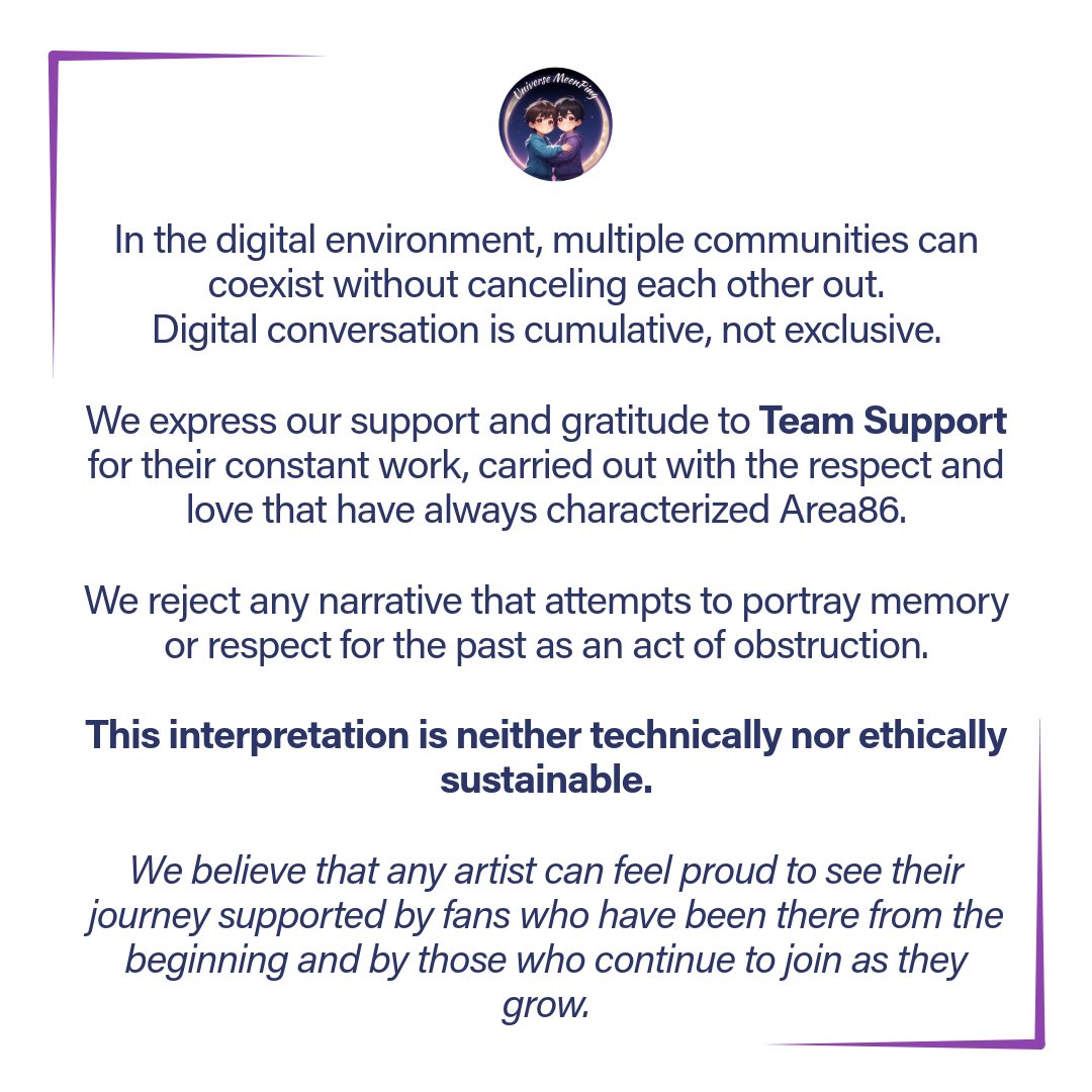 UniversMeenPing's tweet photo. Thank you for your constant work and for the respect you show toward MeenPing and Area86.

Let’s continue walking together with love, respect, and harmony.

Universe MeenPing stands with this house, this family, and of course, with MeenPing.

Love always adds. 💜 https://t.co/w16h0lb85y