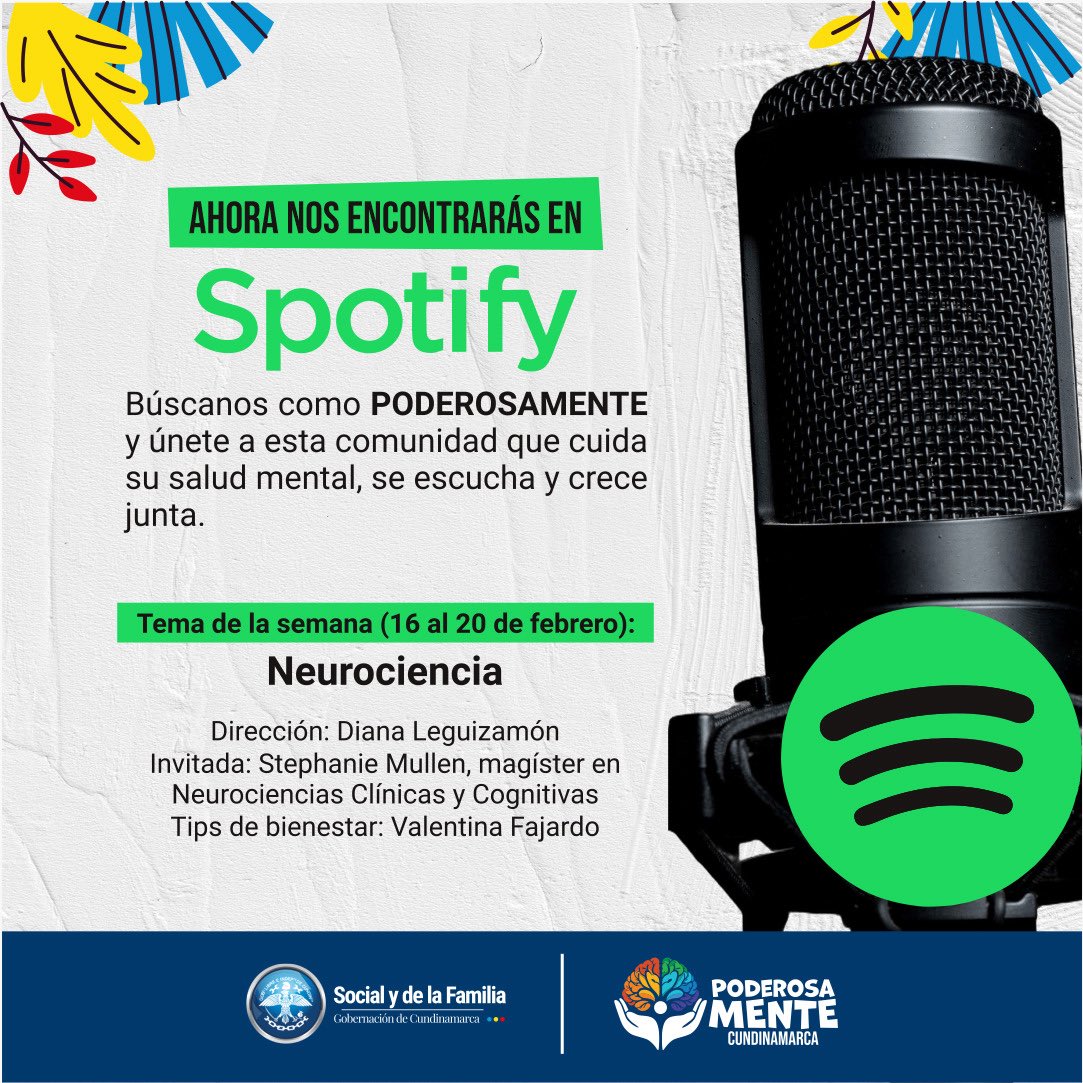 SocialCundi's tweet photo. ¡La emoción no nos cabe! 🎙️✨ Ya estamos en Spotify

Escucha Poderosamente Cundinamarca con un nuevo capítulo de lunes a viernes, 6:00 p.m. 🧠💚
Síguenos y escucha aquí 👇
https://t.co/W7orY1rKOJ

#Poderosamente #SaludMental #Cundinamarca https://t.co/p8TNBPEKFB