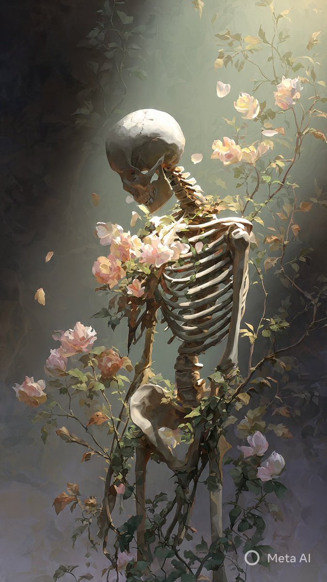 Memento mori 🌸💀

#DarkFantasy #Skeleton #digitalpainting #AIart