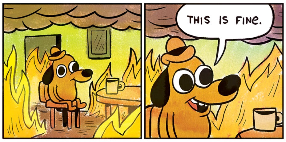 "This Is Fine" is an essay on why $BTC is predicting an AI-adoption driven financial crisis which will be "solved" with printed monay!

cryptohayes.substack.com/p/this-is-fine