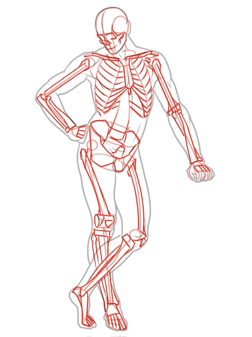体の輪郭を描く時、骨にぶつかるとコツンという手応えを感じるような気がします。