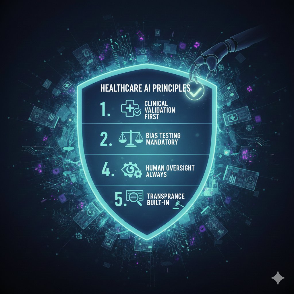 Building AI for healthcare is different.  The cost of a bug isn't a bad user experience.  It's a patient getting hurt.  

Our bar: → Clinical validation BEFORE deployment → Bias testing across demographics → Human-in-the-loop for critical decisions → Transparent failure modes